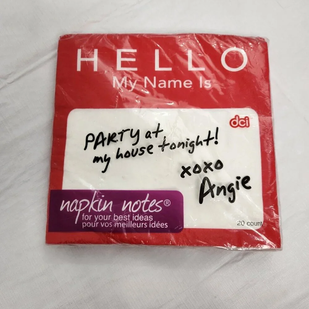 Hello My Name Is Napkins Party Notes 20 Count Red White